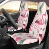 GENTERUN Pink Flamingo Pattern Car Seat Covers Set of 2 Universal Fit Polyester Stretch Seat Protectors for Car SUV Truck Easy Install Washable view 3