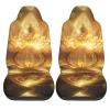GENTERUN Gold Lotus Car Seat Covers Set of 2 Universal Fit Polyester Stretch Seat Protectors for Car SUV Truck Easy Install Washable view 2