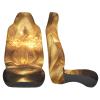 GENTERUN Gold Lotus Car Seat Covers Set of 2 Universal Fit Polyester Stretch Seat Protectors for Car SUV Truck Easy Install Washable view 4