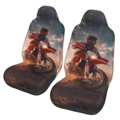 GENTERUN Motocross Car Seat Covers Set of 2 Universal Fit Polyester Stretch Seat Protectors for Car SUV Truck Easy Install Washable