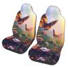 GENTERUN Elegant Butterfly Garden Car Seat Covers Set of 2 Universal Fit Polyester Stretch Seat Protectors for Car SUV Truck Easy Install Washable view 1