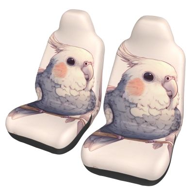GENTERUN Cute Cockatiel Car Seat Covers Set of 2 Universal Fit Polyester Stretch Seat Protectors for Car SUV Truck Easy Install Washable