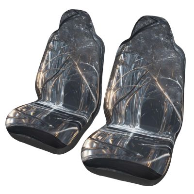 GENTERUN Liquid Metal Forest Car Seat Covers Set of 2 Universal Fit Polyester Stretch Seat Protectors for Car SUV Truck Easy Install Washable