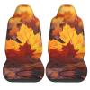 GENTERUN Thanksgiving Maple Leaves Car Seat Covers Set of 2 Universal Fit Polyester Stretch Seat Protectors for Car SUV Truck Easy Install Washable view 2