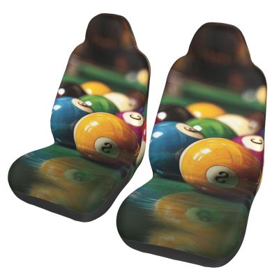GENTERUN Color Billiards Car Seat Covers Set of 2 Universal Fit Polyester Stretch Seat Protectors for Car SUV Truck Easy Install Washable