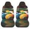 GENTERUN Color Billiards Car Seat Covers Set of 2 Universal Fit Polyester Stretch Seat Protectors for Car SUV Truck Easy Install Washable view 2