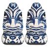GENTERUN Blue Polynesian Maori Tribal Pattern Car Seat Covers Set of 2 Universal Fit Polyester Stretch Seat Protectors for Car SUV Truck Easy Install Washable view 2