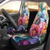 GENTERUN Beautiful Flowers Car Seat Covers Set of 2 Universal Fit Polyester Stretch Seat Protectors for Car SUV Truck Easy Install Washable view 2