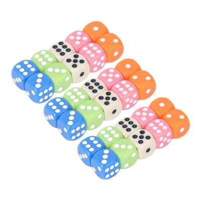 SPYMINNPOO 30 Pieces 6 Sided Dice Set, Standard Game Dice in 5 Colors, Made of Durable Plastic with Black Pouch, for Board Games Math Learning and Classroom
