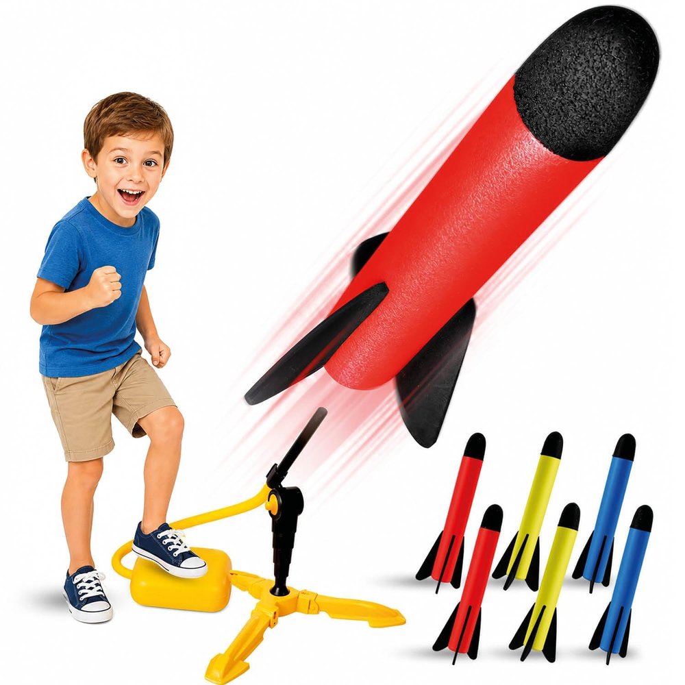 Rocket Launcher for Kids - Outdoor Toys for Kids Ages 4-8 Years - 3 4 5 6 7 Year Old Boy Birthday Gift - Rockets Kids Toys for Boys & Girls - 3 Year Old Gifts - Outside Fun Toddler Toys 3-5