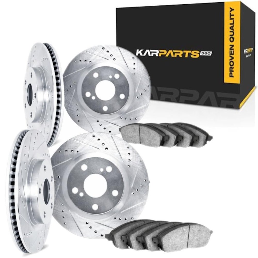 KarParts360 Rotor Set | Cast Iron | Silver | Vented Rotor | Excluded Calipers | Drilled and Slotted