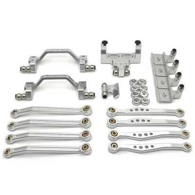 Adjustable Pull Rod for WPL C64 C64-1 1/16 Metal Chassis Link Rod Pull Mount Shock Servo Bracket Set RC Car Upgrade Parts Accessories(Silver)