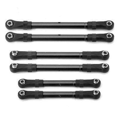 Adjustable Pull Rod for Traxxas for Slash for Hoss for Rustler for Stampede 4x4 1/10 Metal Turnbuckles Steering Rod Set RC Car Upgrade Parts(Black)