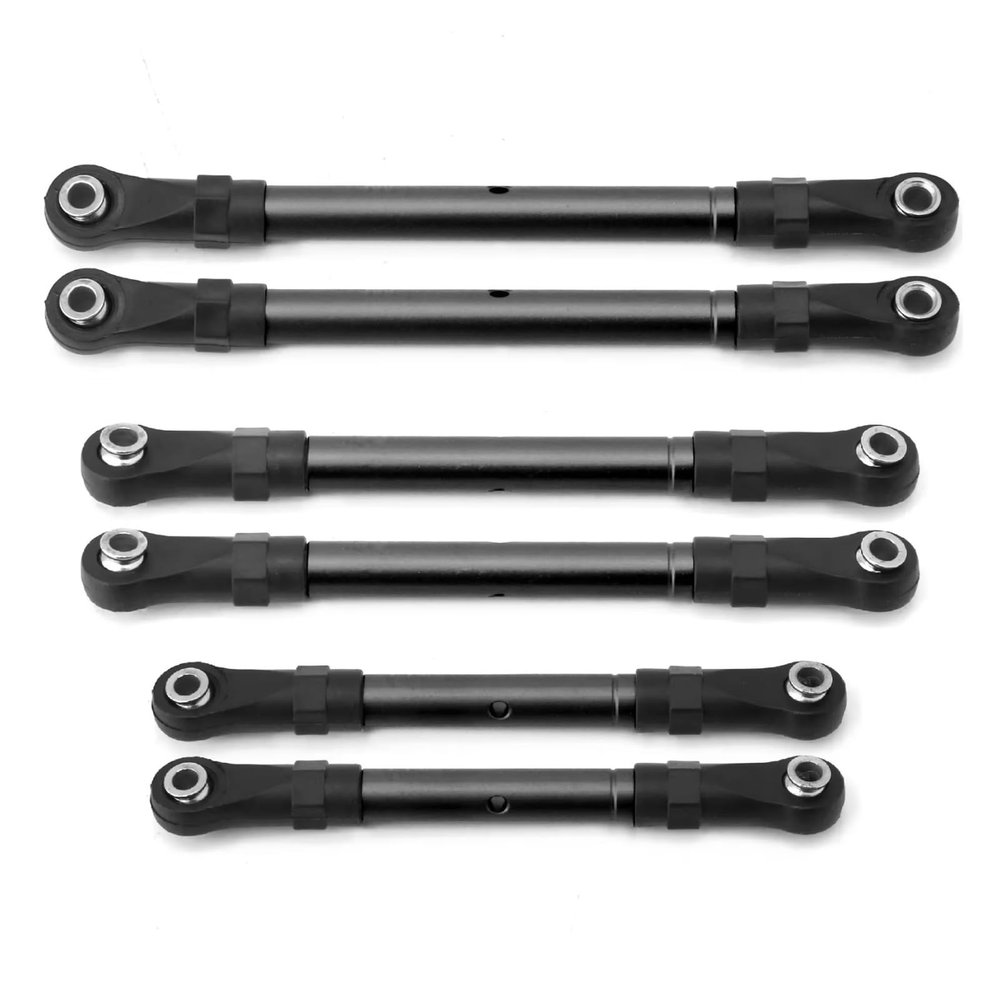 Adjustable Pull Rod for Traxxas for Slash for Hoss for Rustler for Stampede 4x4 1/10 Metal Turnbuckles Steering Rod Set RC Car Upgrade Parts(Black)