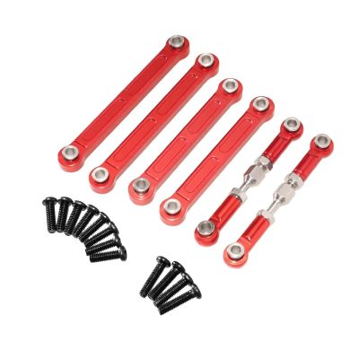 Adjustable Pull Rod for Wltoys 144001 144010 124016 124018 124007 124017 124019 124008 124010 Metal Upgrade Rod Remote Control Car Parts(Red)