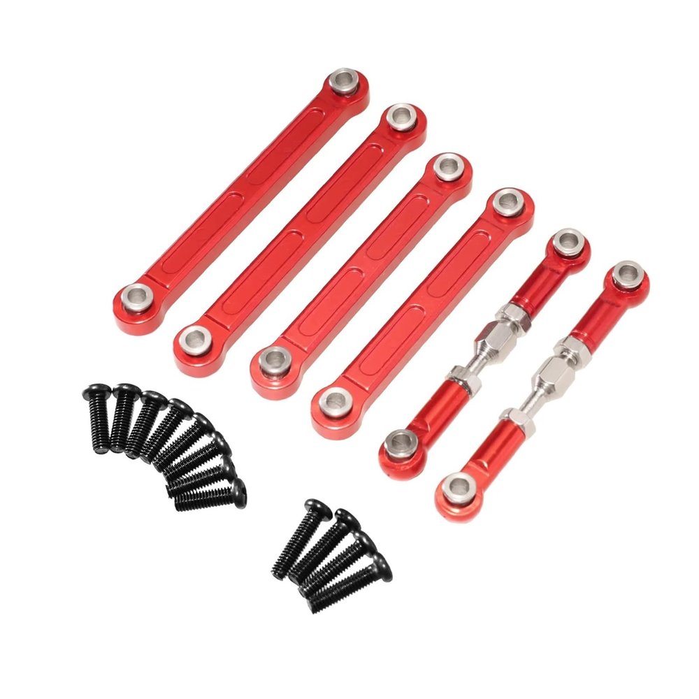 Adjustable Pull Rod for Wltoys 144001 144010 124016 124018 124007 124017 124019 124008 124010 Metal Upgrade Rod Remote Control Car Parts(Red)
