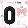 40 Inch Black Numbers 0-9 with Pink Bow Balloon for Birthday Decorations view 2
