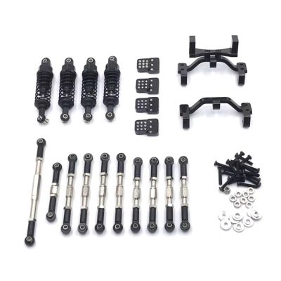 Adjustable Pull Rod for WPL C14 C24 B14 B24 for HengLong for JJRC for FeiYu Upgrade Metal Hydraulic Shock Absorber Tie Rod Servo Holder RC Car Parts(Black)