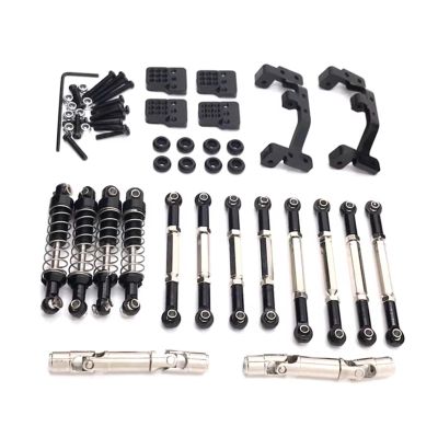 Adjustable Pull Rod for WPL C14 C24 1/16 for Feiyu FY003-5A Metal Upgrade Parts Tie Rods Drive Shafts Shock Absorbers RC Car Accessories(Black)