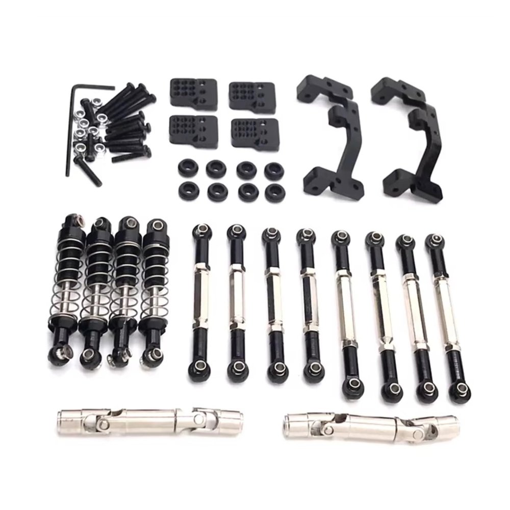 Adjustable Pull Rod for WPL C14 C24 1/16 for Feiyu FY003-5A Metal Upgrade Parts Tie Rods Drive Shafts Shock Absorbers RC Car Accessories(Black)