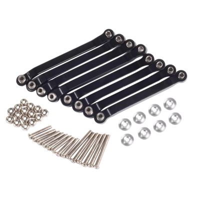Adjustable Pull Rod for WPL 1/16 C14 C24 1/12 for MN D90 D91 MN40 MN45 MN96 MN99 99s Metal Chassis Pull Rods Suspension Link Mount RC Car Parts(Black)