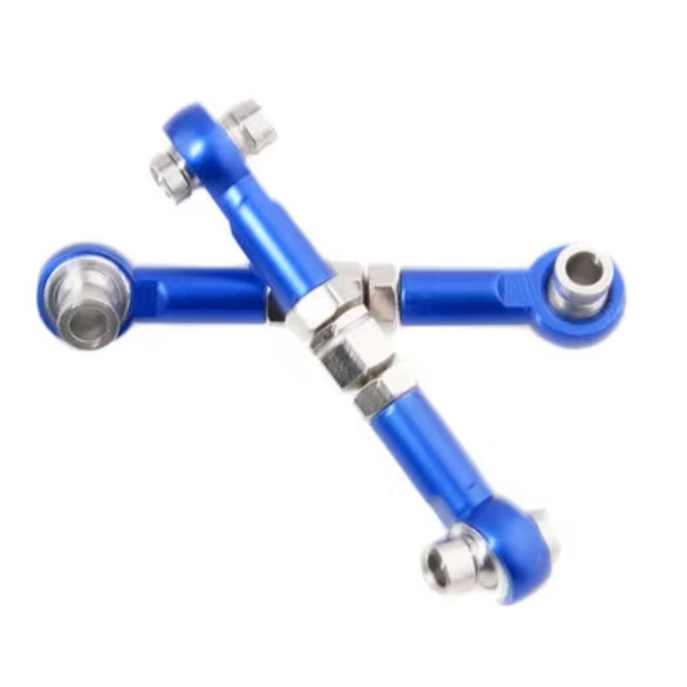Adjustable Pull Rod for HSP 94101 94102 94103 94123 1/10 2Pcs 102017 02017 Aluminum Front Rear Servo Link Electric On-Road Drift RC Car Upgrade Part(Blue1)