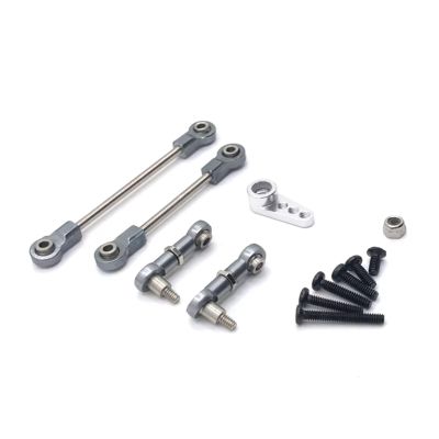 Adjustable Pull Rod for WLtoys 284131 K969 K979 K989 K999 P929 P939 1/28 Metal Upgrade Steering Link Servo Arm 28t Kit RC Car Parts Accessories(Gray)