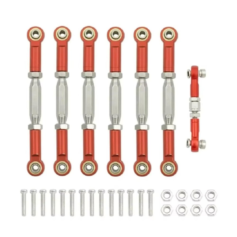Adjustable Pull Rod for Traxxas for Slash 4X4 for VXL 2WD for Rustler for Stampede for Hoss 1/10 Turnbuckles Camber Link Rod Linkage Set RC Car Parts(Red)