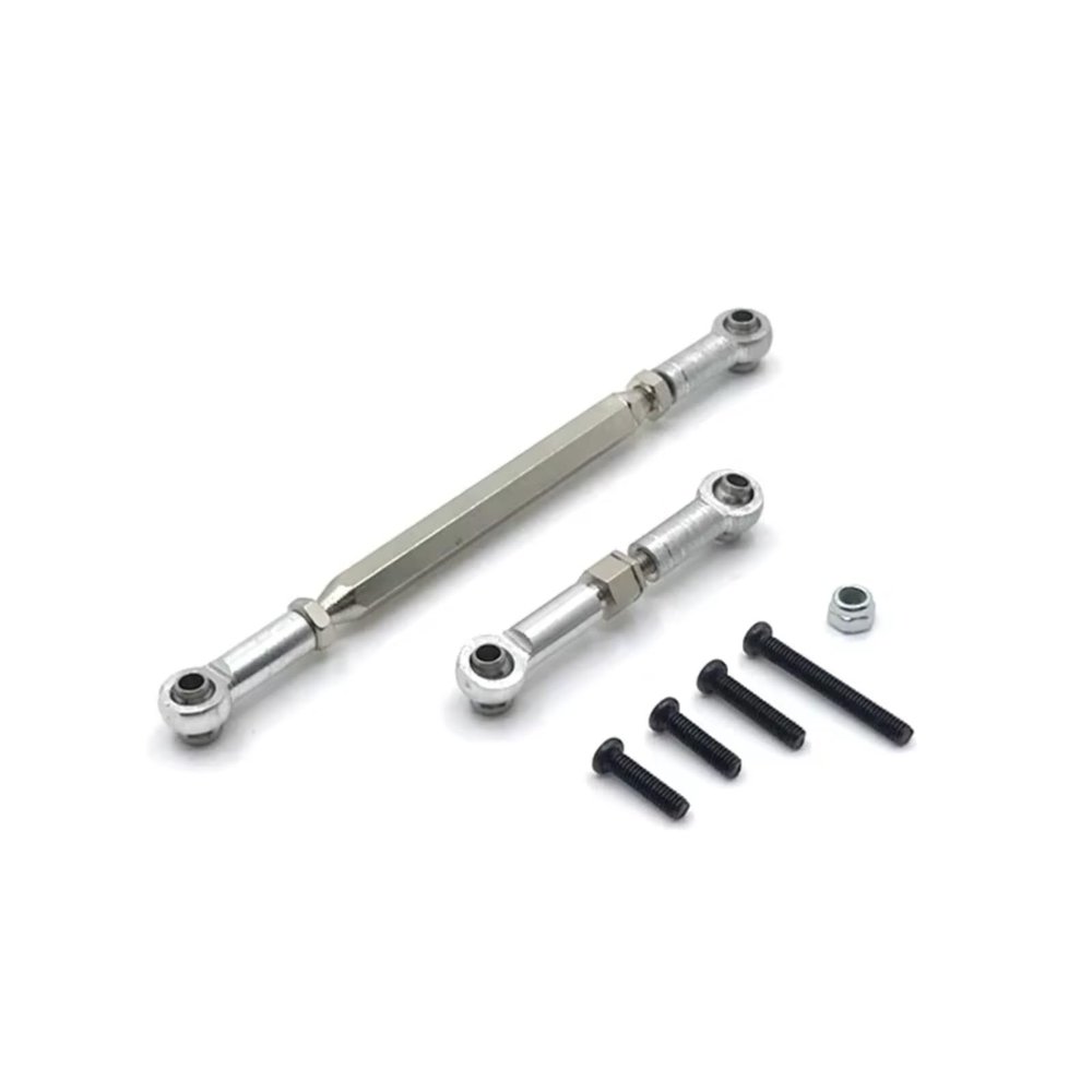 Adjustable Pull Rod for WPL C14 C24 B14 B24 B16 B36 for MN D90 for MN99S Metal Adjustable Steering Link Servo Rod Linkage RC Car Upgrade Parts(Silver)