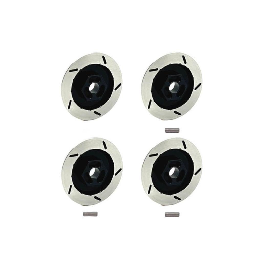 COMODO 12mm Metal Brake Disc for RC Cars Compatible with MN1/12 MN128 MN86KS G500, Decorative Upgrade Part (Red/Yellow/Black)(Black)