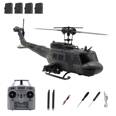 C032 UH-1 Huey RC Helicopter for Adults, 1/48 Scale 2.4G 6CH 6-Axis Gyro Flybarless Brushless RC Helicopter with One-Key 3D Inverted Flight, Altitude Hold, Optical Flow & TOF Positioning - RTF