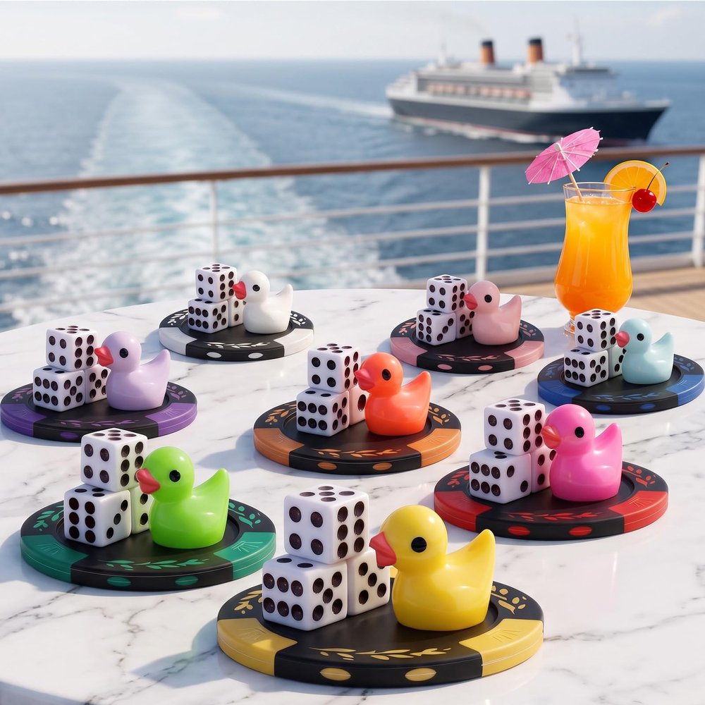 Junkin Cruise Duck Poker Game Set with Dice Chips Bags