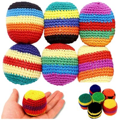6PCS Hand-Made Knitted Footbag Sack,Footbag Sacks for Adults,Crochet Geometric Pattern Foot Bag Kick Sack,Crochet Kick Bag Adults Party Favors Outdoor Games Boost Coordination & Fun Random Color