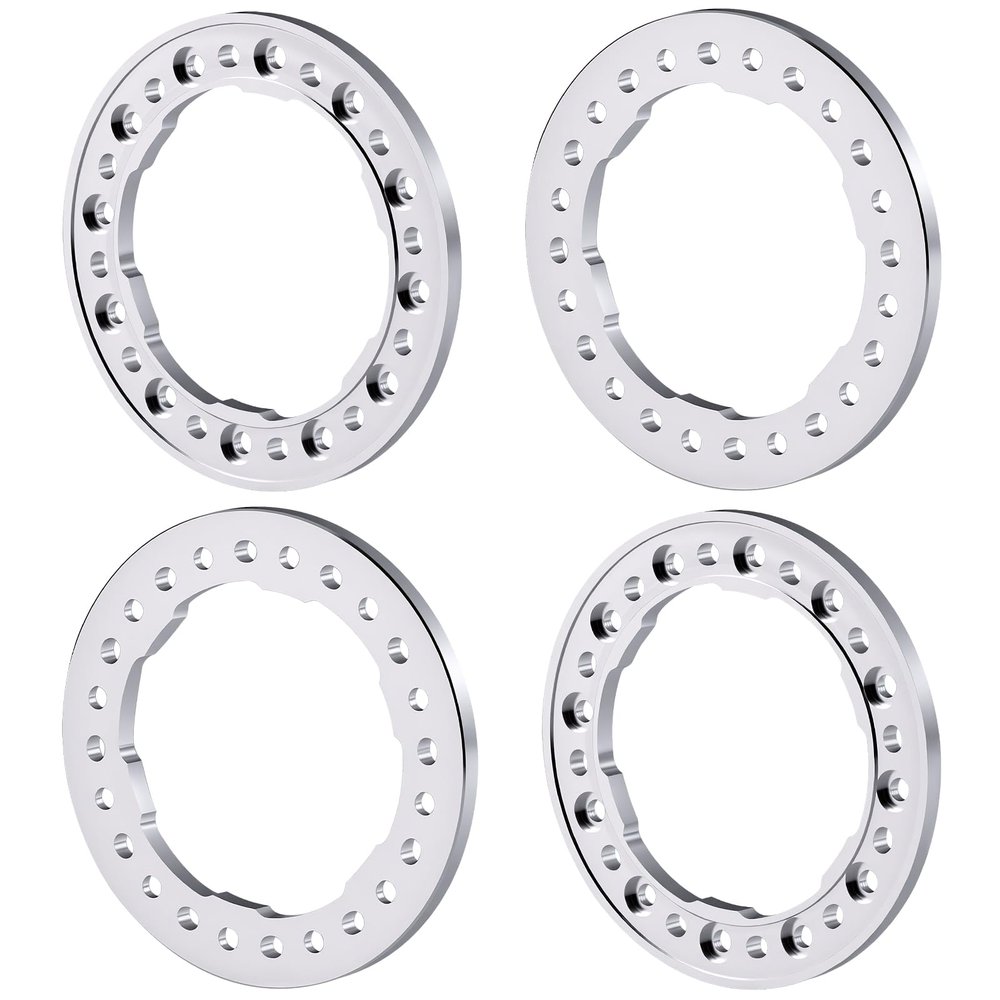 4Pcs 1.55 Inch Metal Wheel Beadlock Rings for 1:18 TRX4M Redcat RC Crawler,Aluminum Alloy Wheel Rim Lock Rings,RC Crawler Replacement Upgrades Parts (Silver)