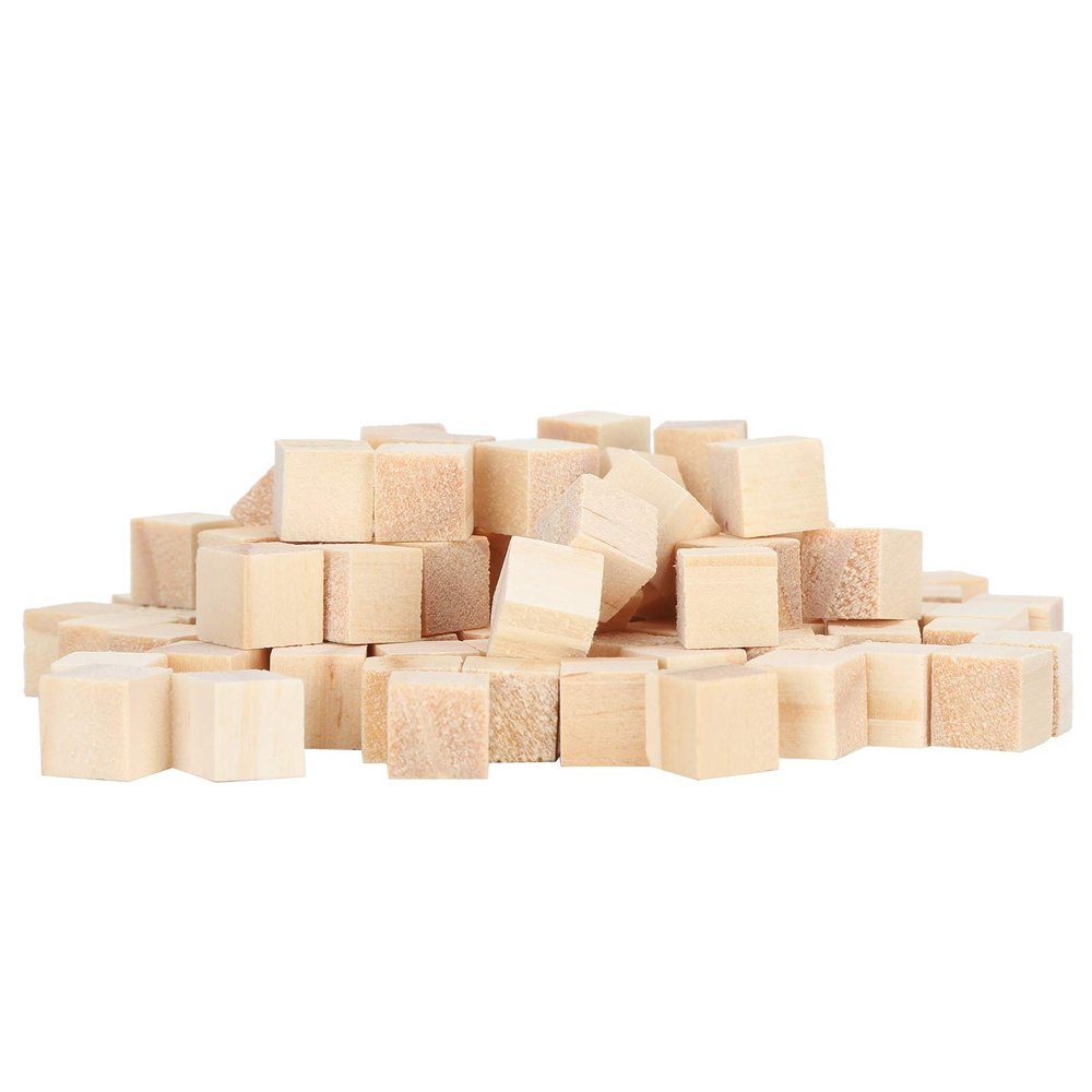 Drfeify Wooden Cubes 100Pcs Natural DIY Gaming Blocks for Early Education 10mm, for DIY Handmade, Wedding Decor
