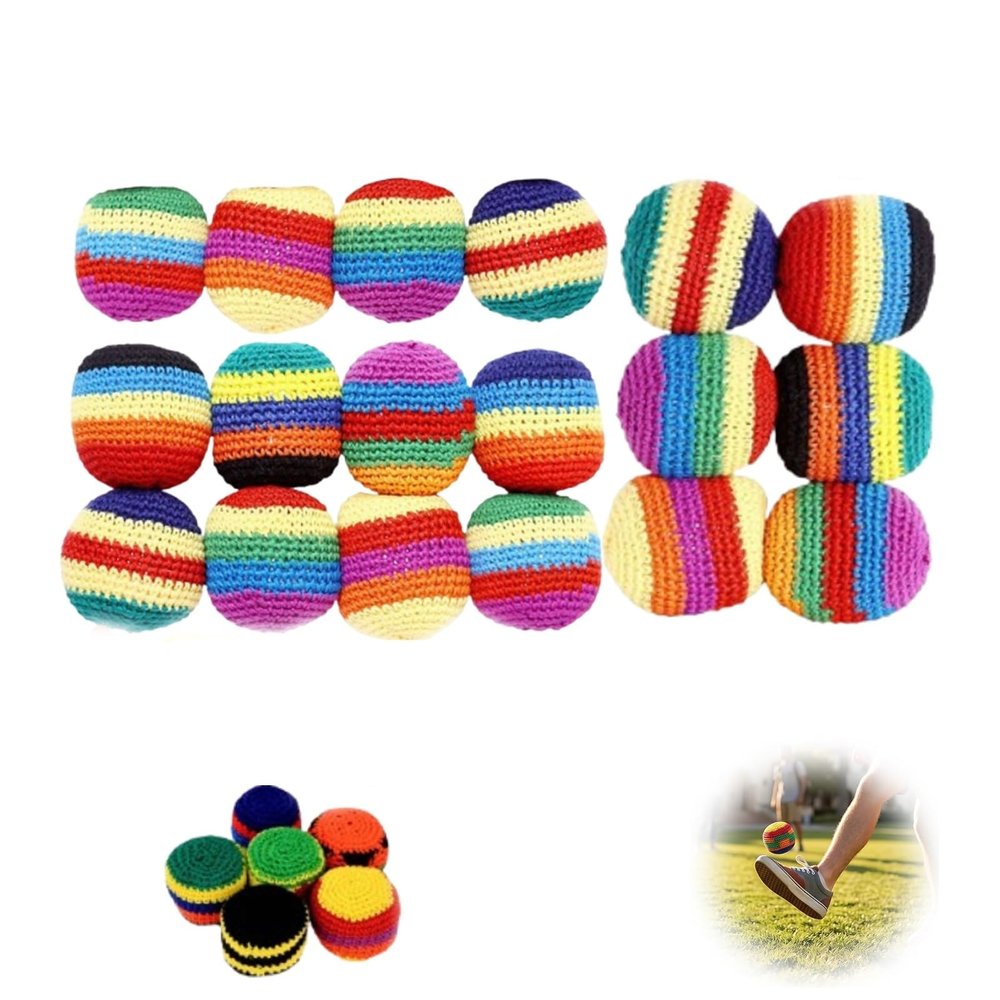 Hand-Made Knitted Footbag Sack, Hand-Made Knitted Footbag Sack,Crochet Kick Bags for Outdoor Party Game (18pcs)