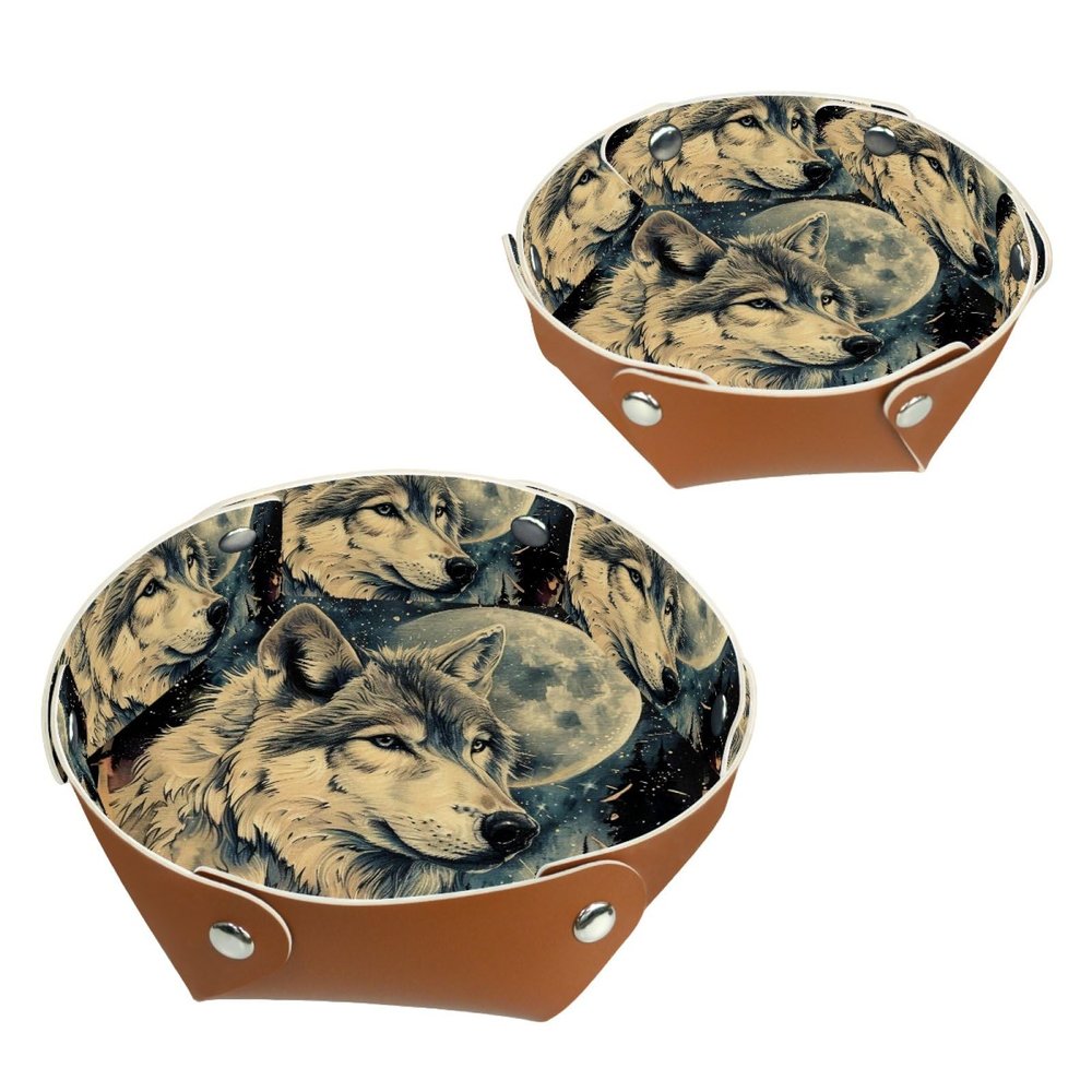 2 Pcs PU Dice Holder Folding for RPG DND Table Games, Dice Trays Storage Box Portable Folding Rolling Dice Tray, Starry Moon Wolf
