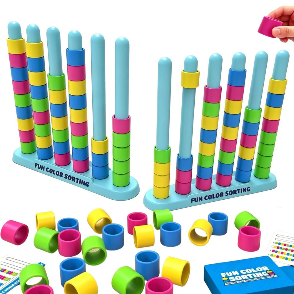 kowgical Color Matching Challenge Game, 1-2 Player Color Stacking Puzzle Game, Board Games for Adults Teenager, Interactive Desktop Game Birthday Party Gifts (Colorful Two-Player)
