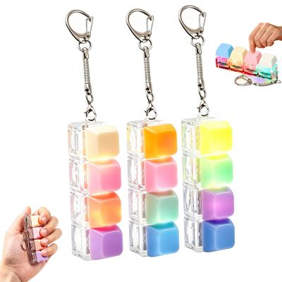 3-Pack Keyboard Fidget Keychain with LED Lights Stress Relief Clicker Toy Perfect for Office, Study & Gift Giving, Cute Keychain for Adults & Kids (Colorful)