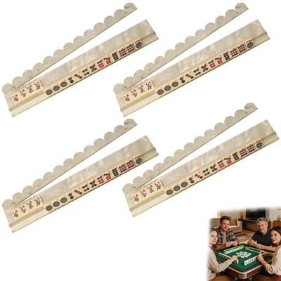 EL EastLane Magnetic Mahjong Rack Set, 20 in Acrylic Pusher Rack, Tortoiseshell Mahjong Accessory, 4 Packs, White