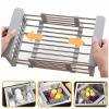 HHUAXIPSC Hhuaxips Adjustable Immersion Sink, Stainless Steel Drainage Basket, No Drilling Required, Expandable Sink Drain Rack, Kitchen Storage, Fruit and Vegetable Cleaning view 2