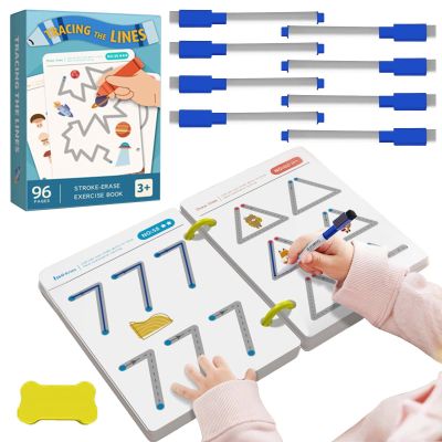 Tracing Books for Kids Erasable Card Paper 20x14cm | Preschool Number Writing Workbook 48/96 Pages Educational Learning Practice Book Hand Coordination Cognitive
