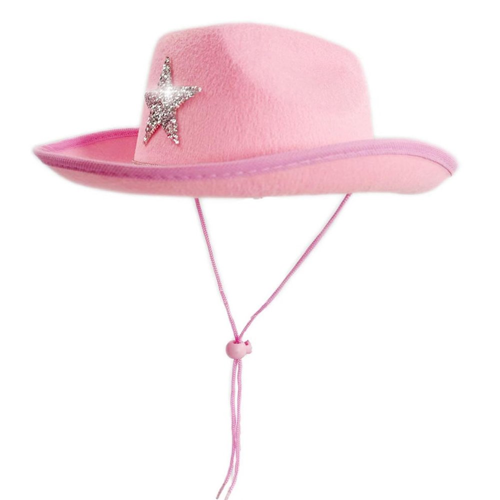 Bemonew Rhinestone Cowboy Hat, Sparkly Cowgirl Hat with Glitter Star for Party Festival, Adjustable Western Cap for Girls and Boys