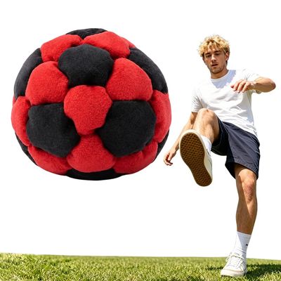 Hand-Made Knitted Footbags Set Colorful Crochet Footbag for Adults & Beginners,Multicolored Geometric Pattern,Great for Footbag, Outdoor Adult Games, and Party Games (Black and red)