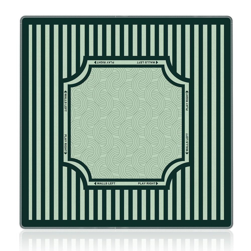 Cquwb Green Mahjong Mat 31.5"x31.5", Mid Century Modern Green Striped Non-Slip Noise Reduction Gaming Mat for American Mahjong Poker Card Board Games Dominoes