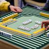 Cquwb Green Mahjong Mat 31.5"x31.5", Mid Century Modern Green Striped Non-Slip Noise Reduction Gaming Mat for American Mahjong Poker Card Board Games Dominoes view 3