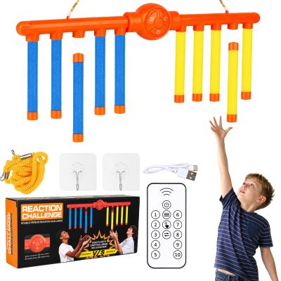 Reflex Drop Sticks Challenge Game - 3 Adjustable Speeds, Dual-Player Reaction Training Toy with Voice Prompts & Controller, Catch Falling Sticks for Kids, Adults & Family Gatherings