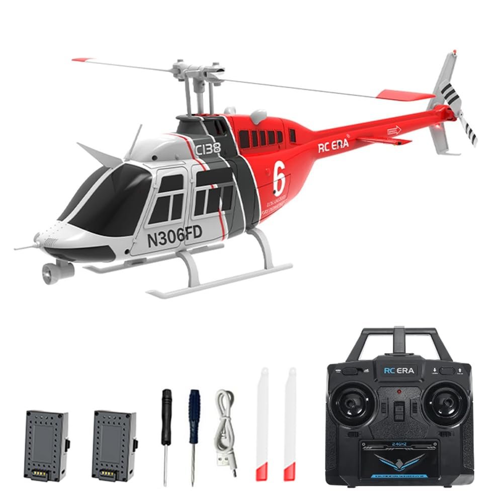 GoolRC C138 RC Helicopter for Adults, 1:33 Scale 6 Channel Remote Control Helicopter, 2.4GHz RC Aircraft with 6 Axis Gyro, Altitude Hold, One Key Take Off Landing (2 Batteries)