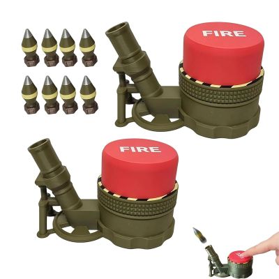 Air Slam Mortar Launcher, Mortar Launcher Play Set, Press Launch Toy Over 20ft High with Target & 4 Soft Projectiles, Outdoor Jump Rocket Game for Backyard Battle, Gift for Boys, Girls & Adults (2PCS)