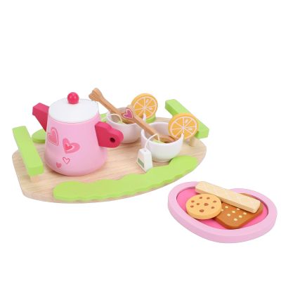 Omquot Interactive Wooden Tea Party Set for Educational Toy for Role Play Afternoon Tea